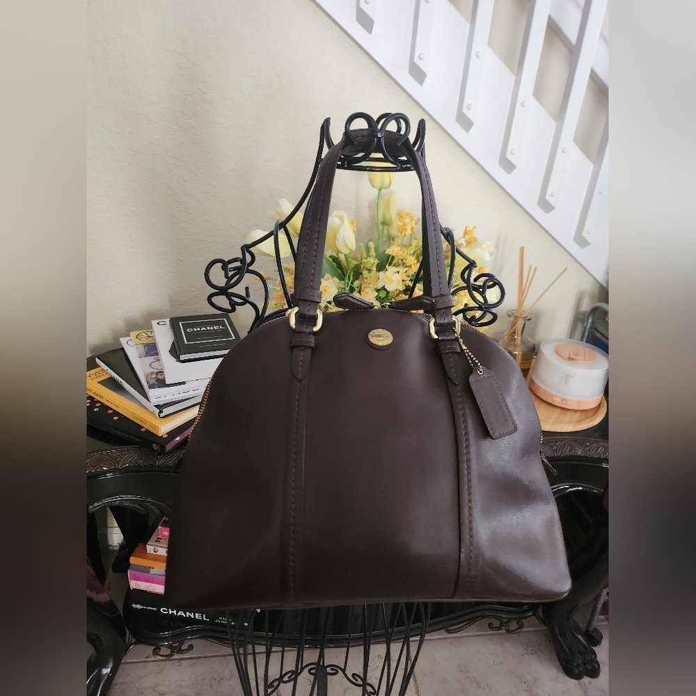 Coach Peyton Leather Cora Domed Satchel
